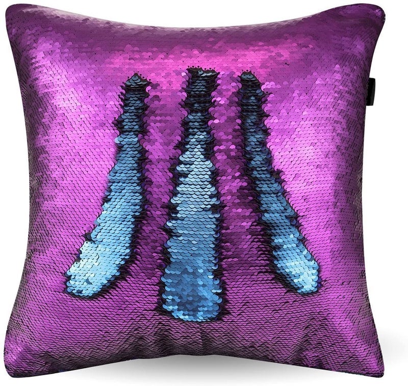 MOCOFO 4 Pack Glitter Sequins Pillow 16X16'' Decorative Pillow Cover Sequin Pillowcase Magic for Party Sofa Couch Car (2 Gradual Black+2 Matte Blue Purple) - Image 3